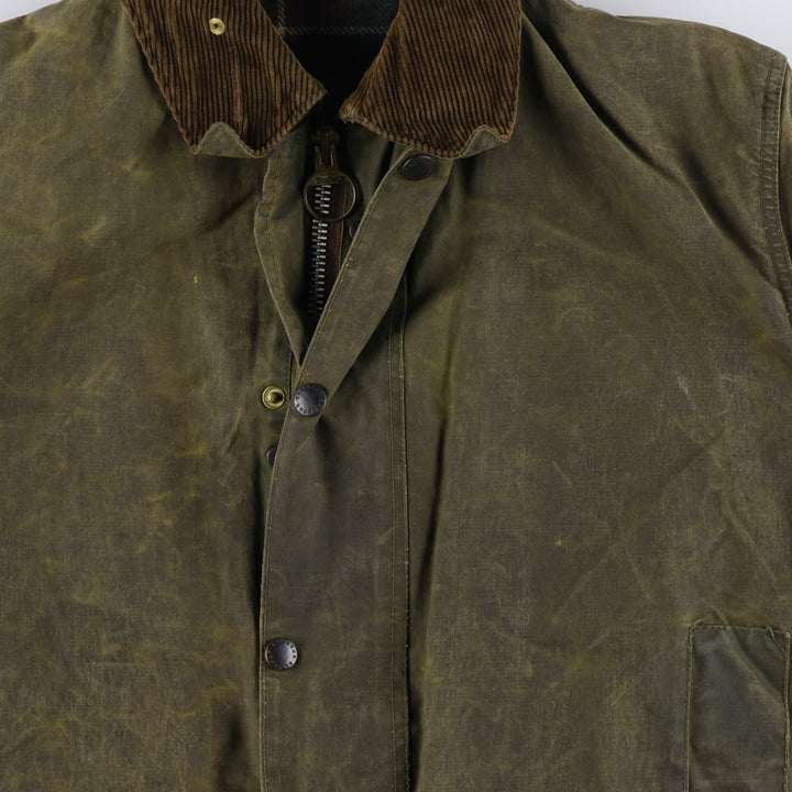 1980s-1990'S Barbour Northumbria 3-Warrant Waxed Cotton Oiled Jacket, Made in England, Size C40, Men's Medium cotton Khaki type Vintage Second Hand