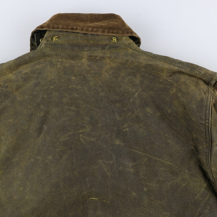 1980s-1990'S Barbour Northumbria 3-Warrant Waxed Cotton Oiled Jacket, Made in England, Size C40, Men's Medium cotton Khaki type Vintage Second Hand