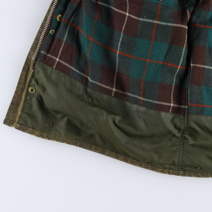 1980s-1990'S Barbour Northumbria 3-Warrant Waxed Cotton Oiled Jacket, Made in England, Size C40, Men's Medium cotton Khaki type Vintage Second Hand