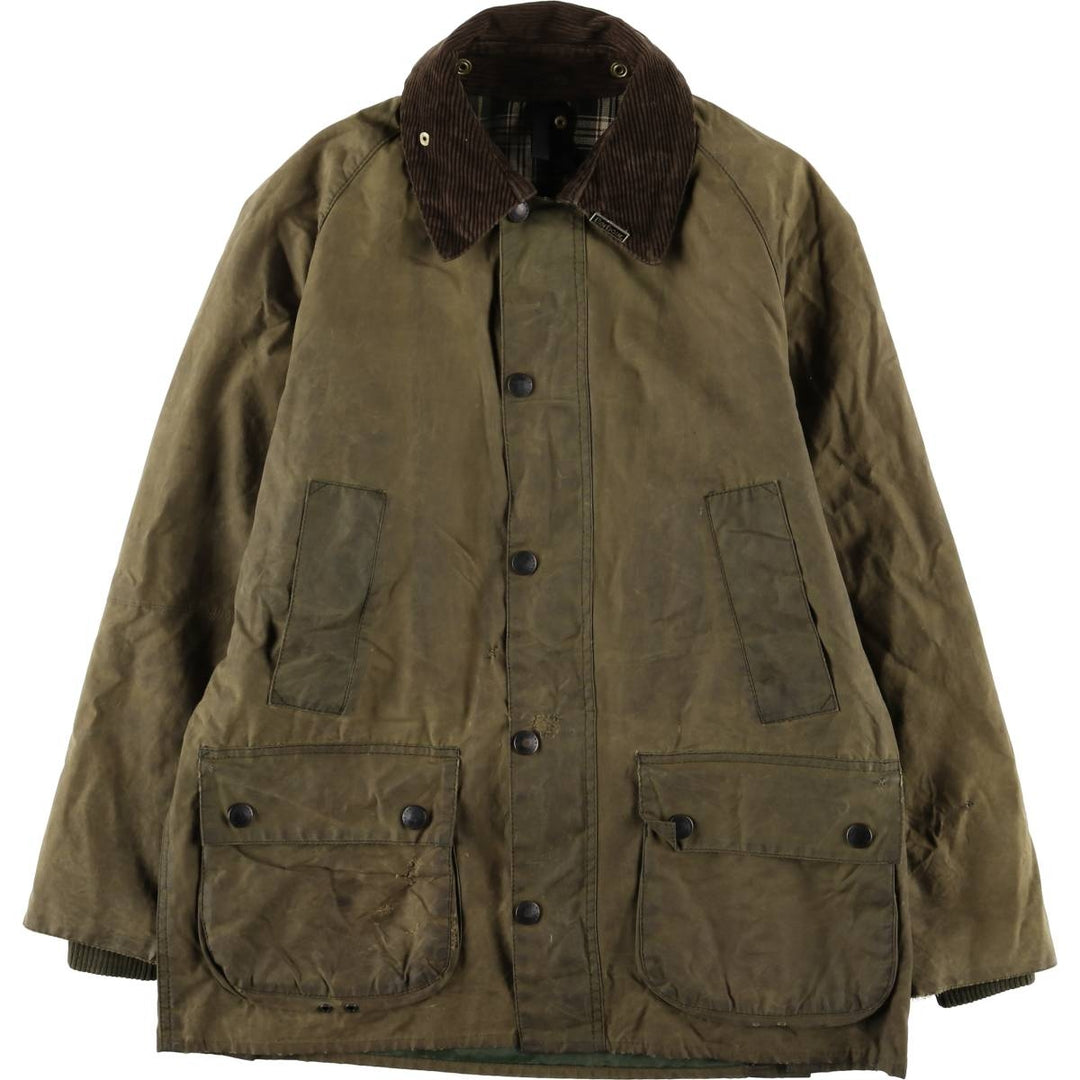 1990'S Barbour Bedale (formerly 3 Warrant) waxed cotton oiled jacket, made in England, C38, men's size M cotton Khaki type Vintage Second Hand