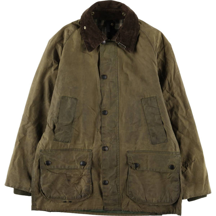 1990'S Barbour Bedale (formerly 3 Warrant) waxed cotton oiled jacket, made in England, C38, men's size M cotton Khaki type Vintage Second Hand