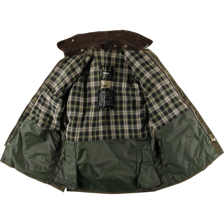 1990'S Barbour Bedale (formerly 3 Warrant) waxed cotton oiled jacket, made in England, C38, men's size M cotton Khaki type Vintage Second Hand