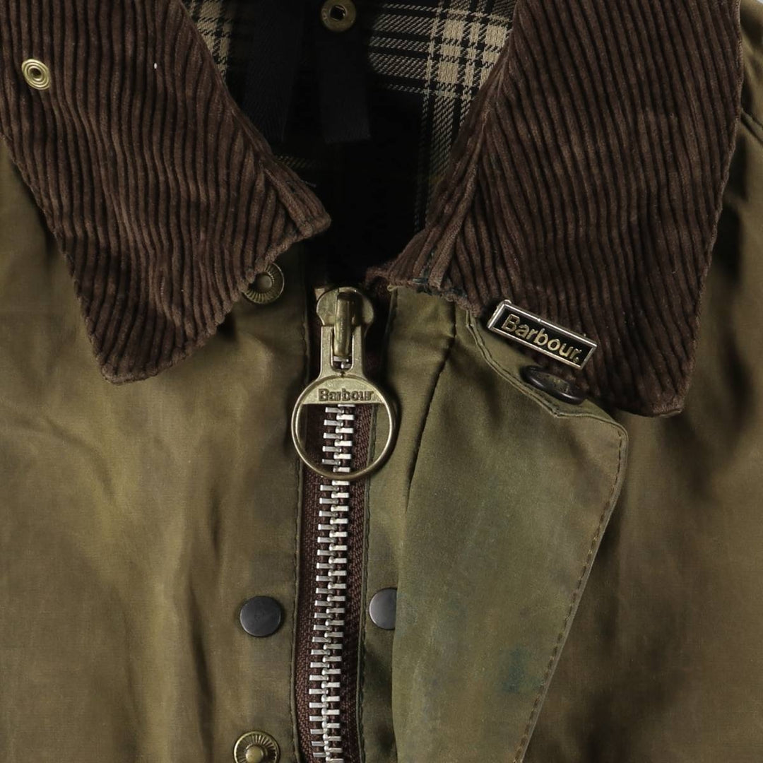 1990'S Barbour Bedale (formerly 3 Warrant) waxed cotton oiled jacket, made in England, C38, men's size M cotton Khaki type Vintage Second Hand
