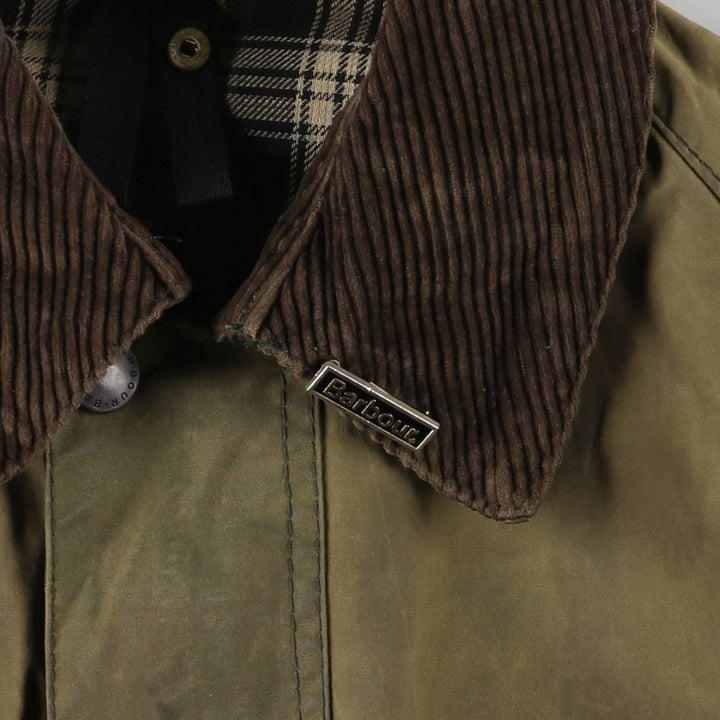 1990'S Barbour Bedale (formerly 3 Warrant) waxed cotton oiled jacket, made in England, C38, men's size M cotton Khaki type Vintage Second Hand