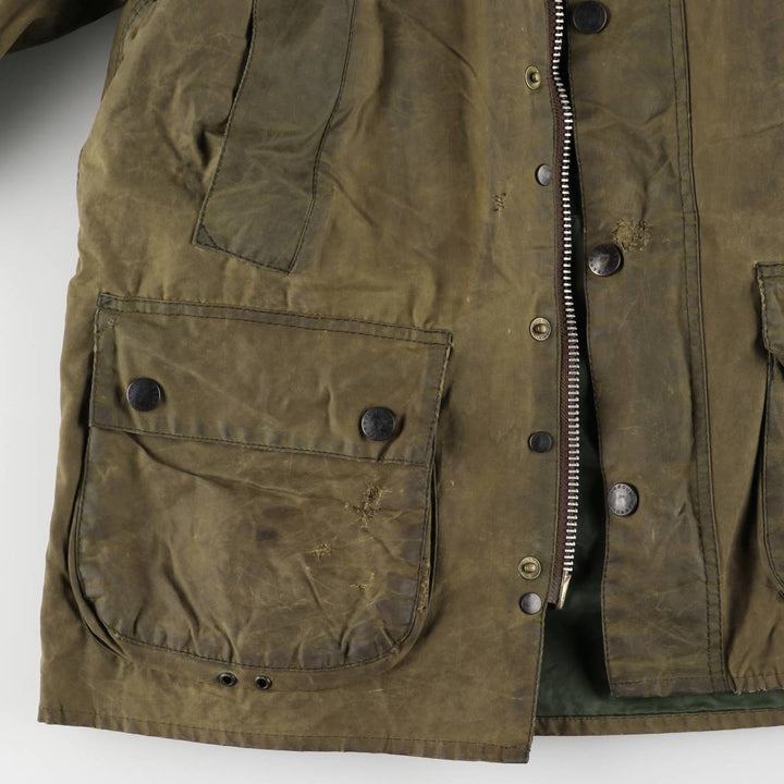 1990'S Barbour Bedale (formerly 3 Warrant) waxed cotton oiled jacket, made in England, C38, men's size M cotton Khaki type Vintage Second Hand