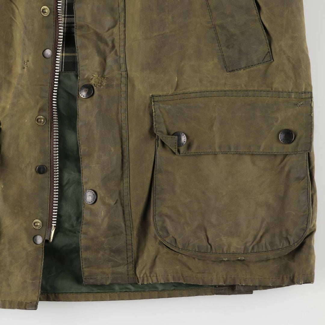 1990'S Barbour Bedale (formerly 3 Warrant) waxed cotton oiled jacket, made in England, C38, men's size M cotton Khaki type Vintage Second Hand