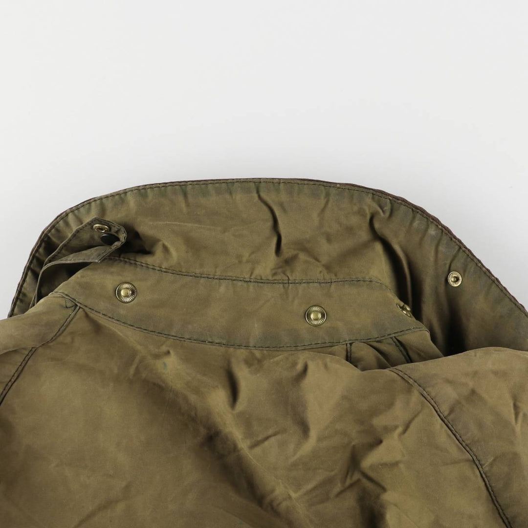 1990'S Barbour Bedale (formerly 3 Warrant) waxed cotton oiled jacket, made in England, C38, men's size M cotton Khaki type Vintage Second Hand