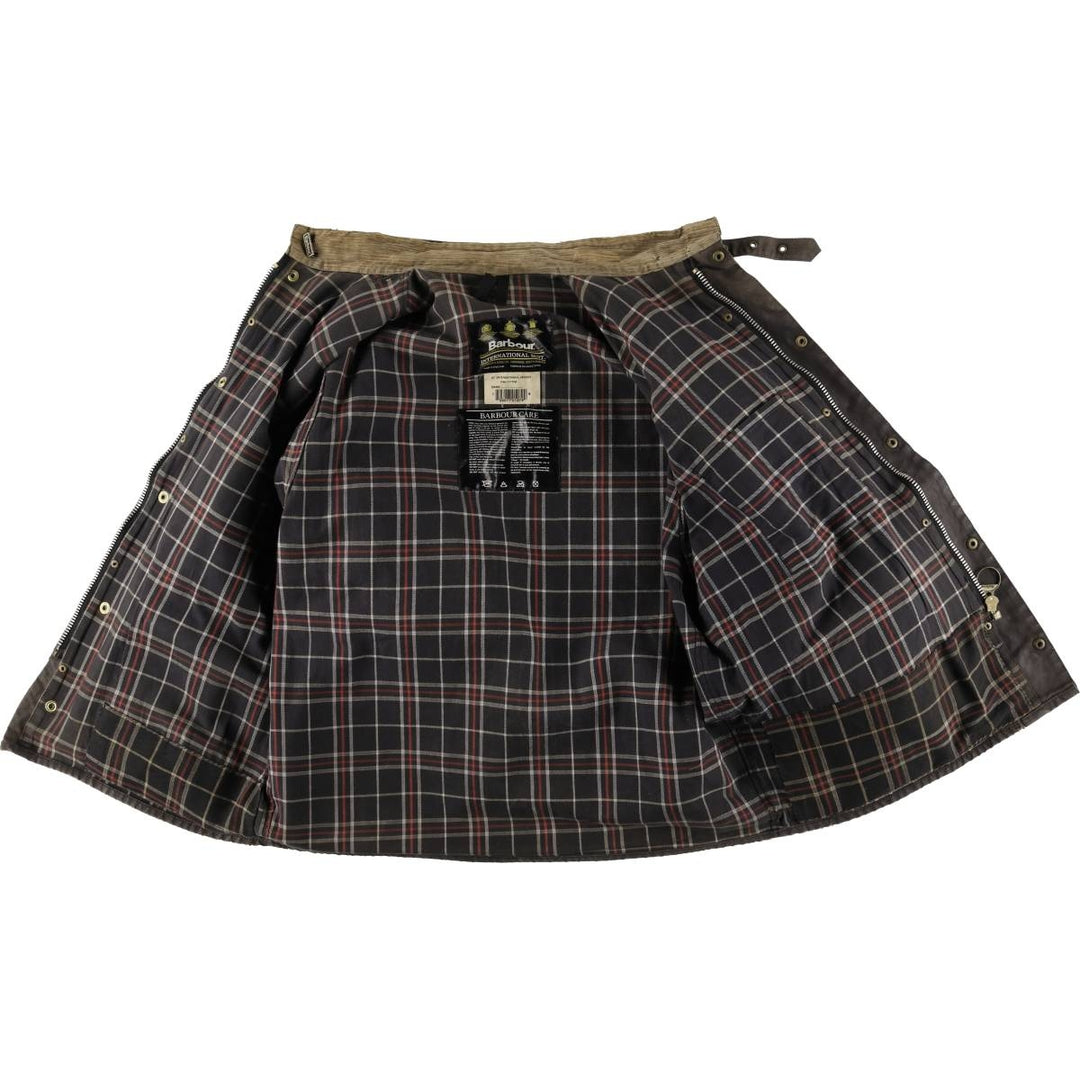 90'S Barbour International Suit, Old 3 Warrant, Cut-Off Waxed Cotton Oiled Jacket, Made in England, C46 cotton brown type Vintage Second Hand