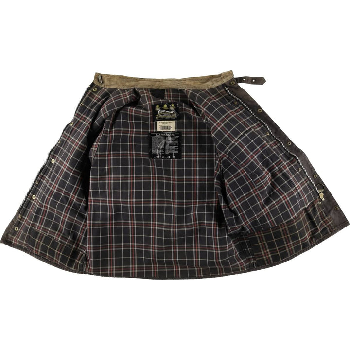 90'S Barbour International Suit, Old 3 Warrant, Cut-Off Waxed Cotton Oiled Jacket, Made in England, C46 cotton brown type Vintage Second Hand