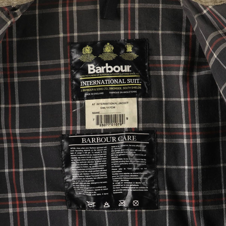 90'S Barbour International Suit, Old 3 Warrant, Cut-Off Waxed Cotton Oiled Jacket, Made in England, C46 cotton brown type Vintage Second Hand