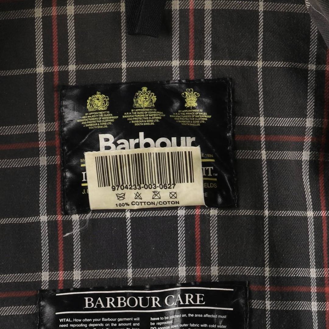 90'S Barbour International Suit, Old 3 Warrant, Cut-Off Waxed Cotton Oiled Jacket, Made in England, C46 cotton brown type Vintage Second Hand