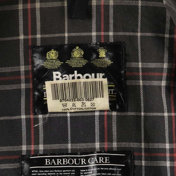 90'S Barbour International Suit, Old 3 Warrant, Cut-Off Waxed Cotton Oiled Jacket, Made in England, C46 cotton brown type Vintage Second Hand