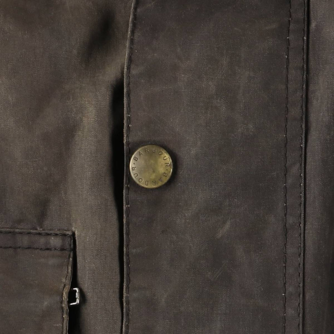 90'S Barbour International Suit, Old 3 Warrant, Cut-Off Waxed Cotton Oiled Jacket, Made in England, C46 cotton brown type Vintage Second Hand