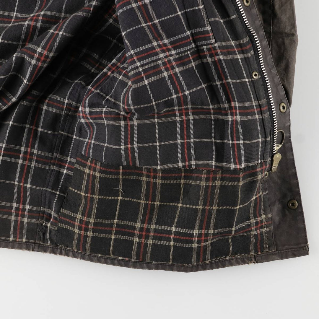 90'S Barbour International Suit, Old 3 Warrant, Cut-Off Waxed Cotton Oiled Jacket, Made in England, C46 cotton brown type Vintage Second Hand
