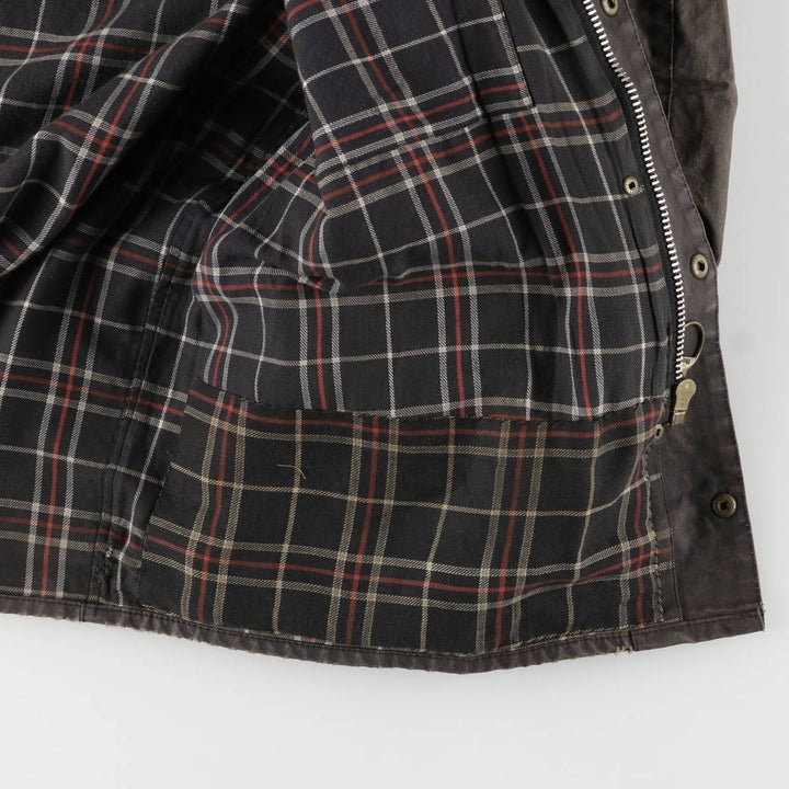 90'S Barbour International Suit, Old 3 Warrant, Cut-Off Waxed Cotton Oiled Jacket, Made in England, C46 cotton brown type Vintage Second Hand