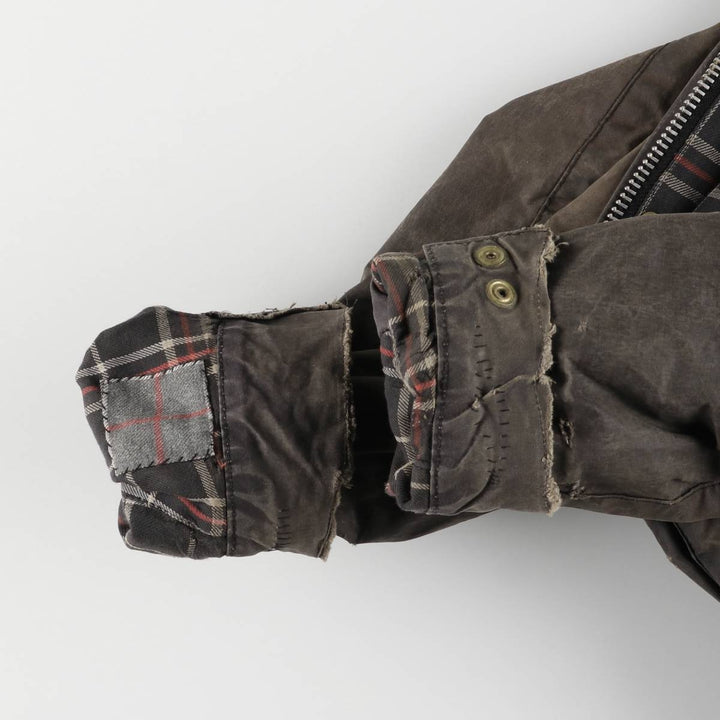 90'S Barbour International Suit, Old 3 Warrant, Cut-Off Waxed Cotton Oiled Jacket, Made in England, C46 cotton brown type Vintage Second Hand