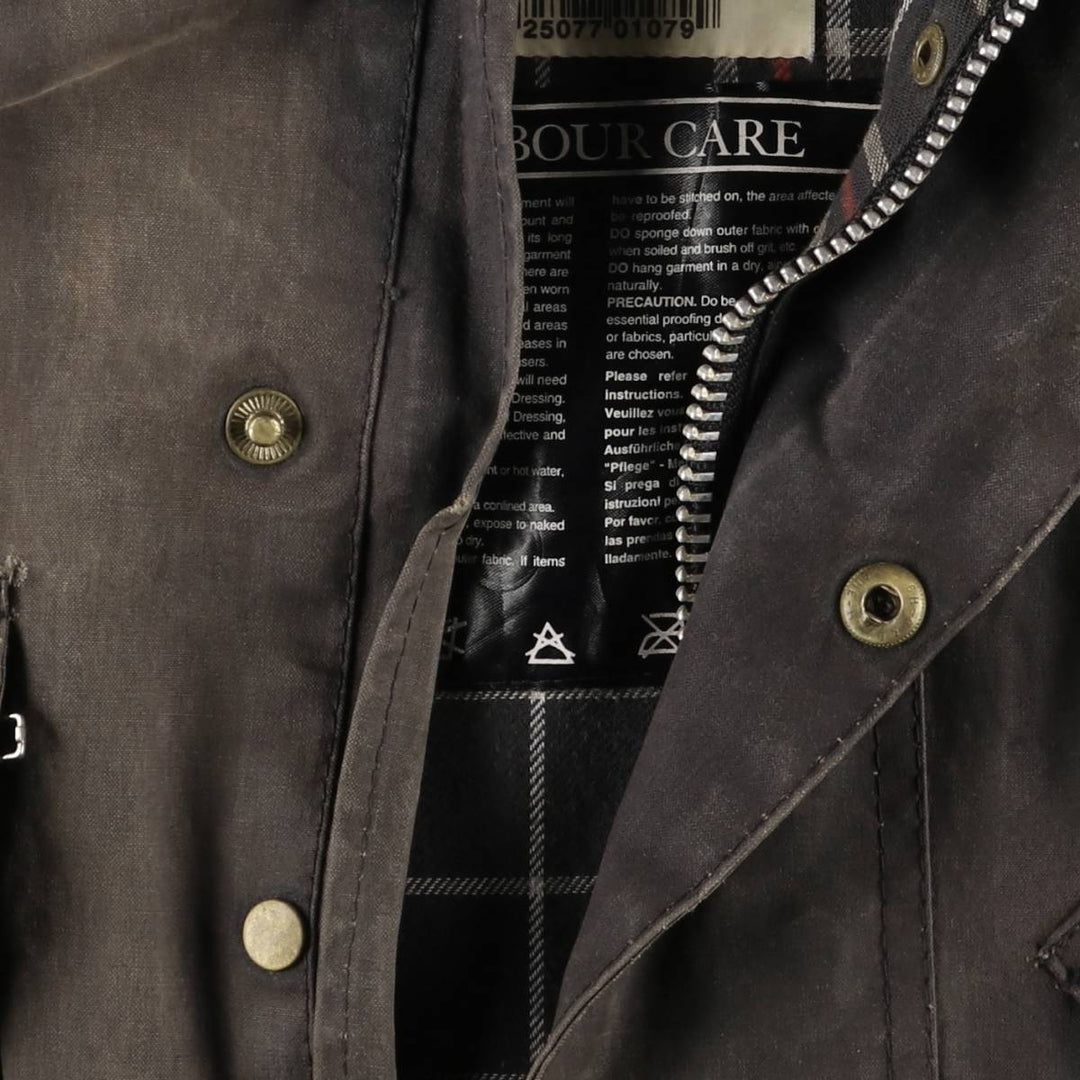 90'S Barbour International Suit, Old 3 Warrant, Cut-Off Waxed Cotton Oiled Jacket, Made in England, C46 cotton brown type Vintage Second Hand