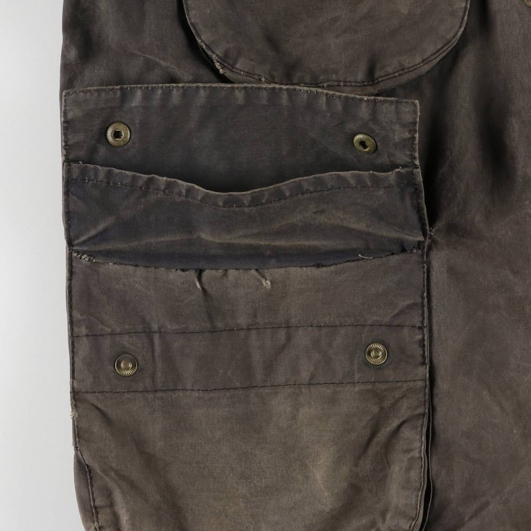 90'S Barbour International Suit, Old 3 Warrant, Cut-Off Waxed Cotton Oiled Jacket, Made in England, C46 cotton brown type Vintage Second Hand