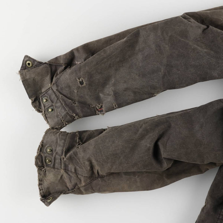 90'S Barbour International Suit, Old 3 Warrant, Cut-Off Waxed Cotton Oiled Jacket, Made in England, C46 cotton brown type Vintage Second Hand