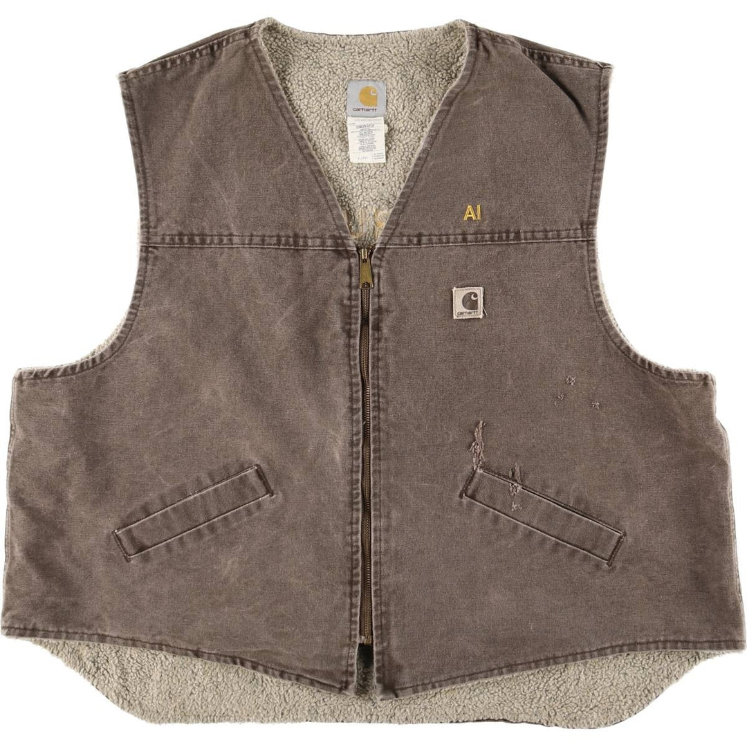 Oversized 2000'S Carhartt Duck Vest, Made in USA, Men's XXXL cotton brown type Vintage Second Hand