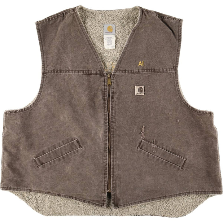 Oversized 2000'S Carhartt Duck Vest, Made in USA, Men's XXXL cotton brown type Vintage Second Hand
