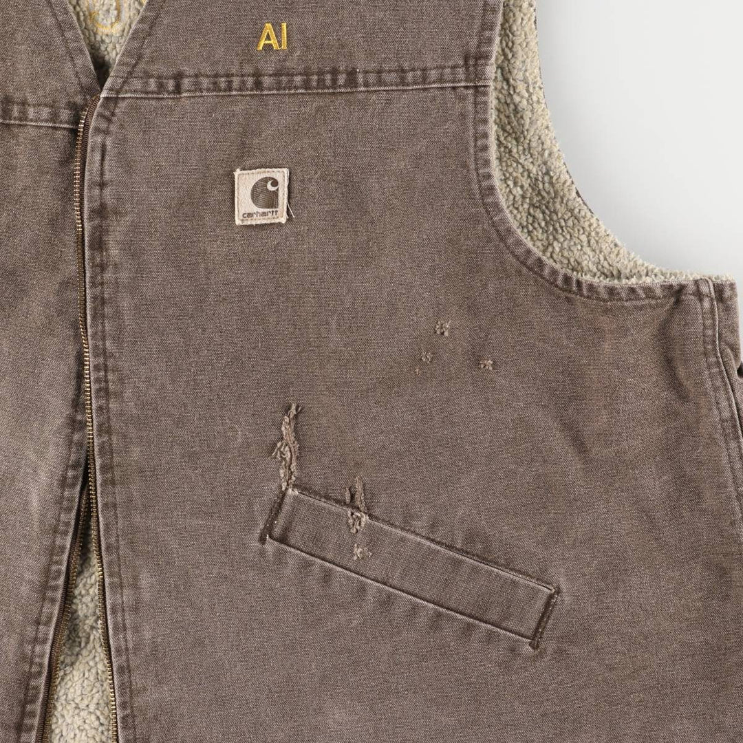 Oversized 2000'S Carhartt Duck Vest, Made in USA, Men's XXXL cotton brown type Vintage Second Hand