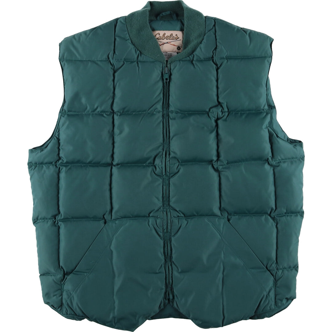 Vintage 70s-80'S Cabelas goose down vest, size L, men's Nylon Green type dark green Vintage Second Hand