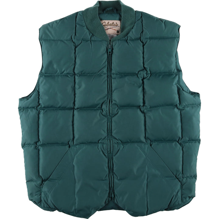 Vintage 70s-80'S Cabelas goose down vest, size L, men's Nylon Green type dark green Vintage Second Hand