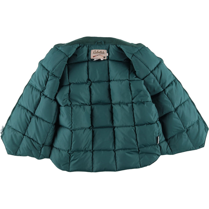 Vintage 70s-80'S Cabelas goose down vest, size L, men's Nylon Green type dark green Vintage Second Hand