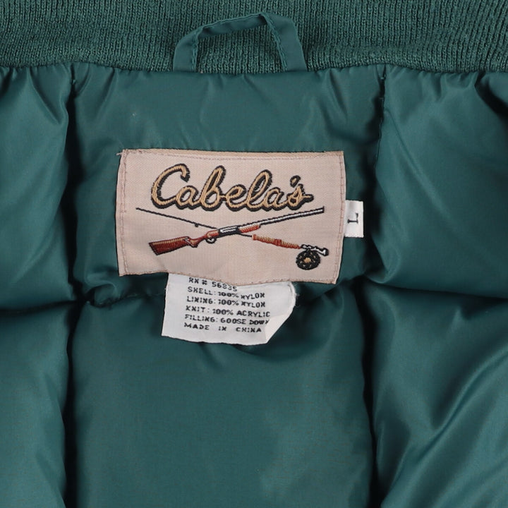 Vintage 70s-80'S Cabelas goose down vest, size L, men's Nylon Green type dark green Vintage Second Hand