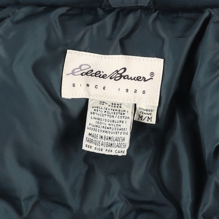 2000'S Eddie Bauer goose down vest, women's size M polyester green type Vintage Second Hand