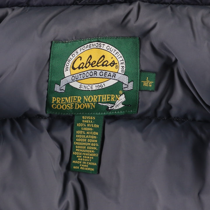 90s-00'S Cabelas Vintage Goose Down Vest, Men's Size L Nylon black type Vintage Second Hand
