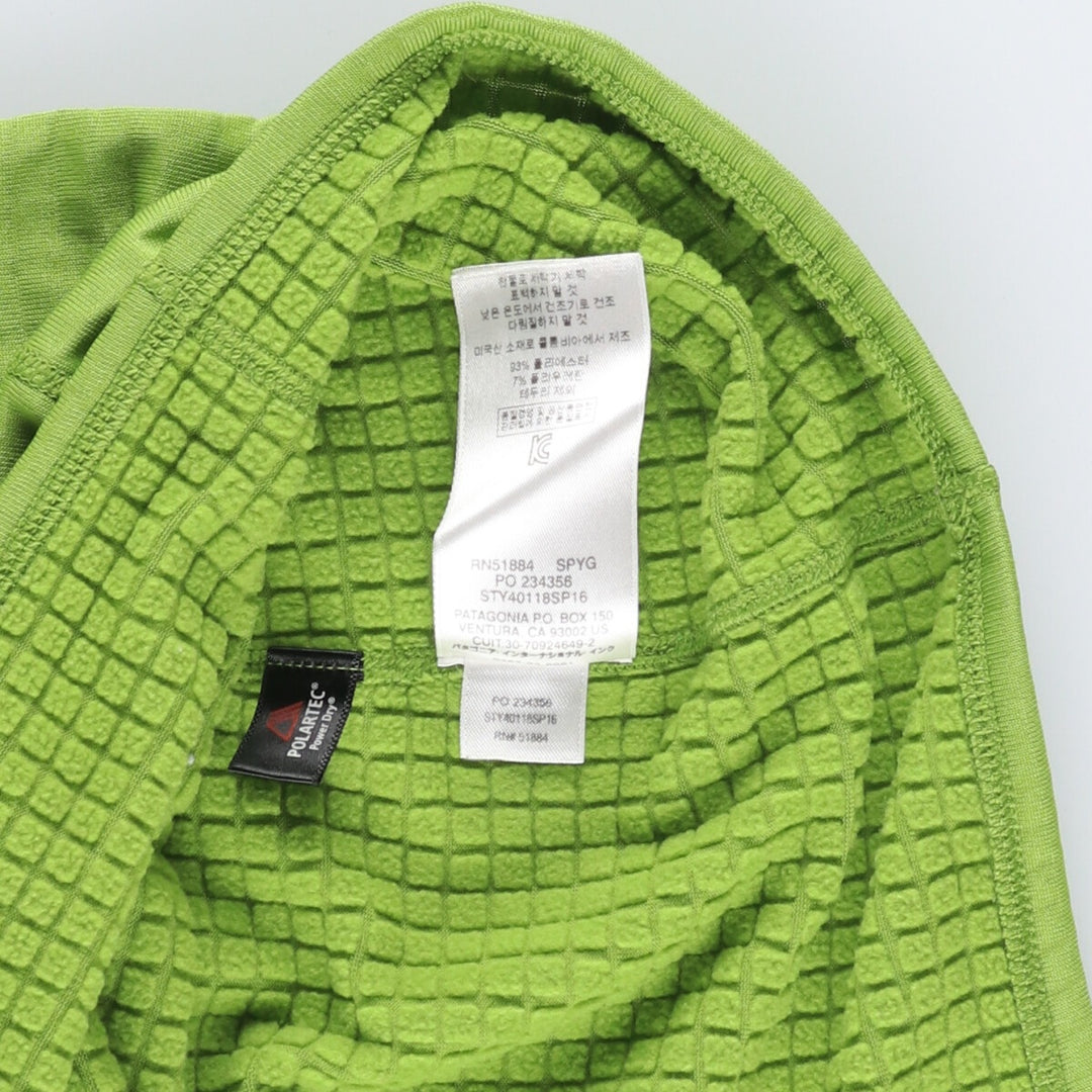 Patagonia Regulator R1 Pullover, 40118SP16, Half-Zip Fleece Pullover, Women's, Size XL polyester green type yellow green Vintage Second Hand