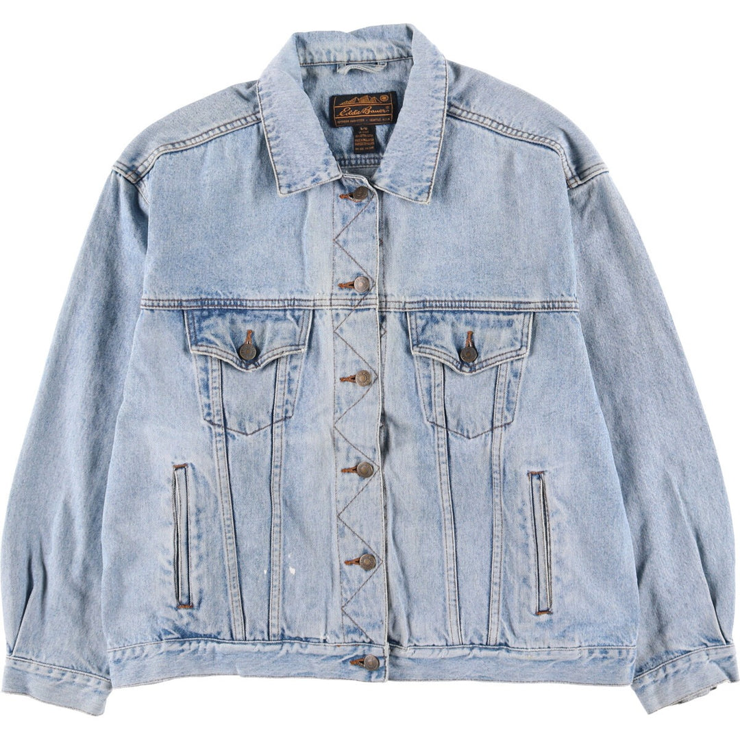 Vintage 80s-90'S Eddie Bauer denim jacket, made in Malaysia, women's size L cotton blue type Vintage Second Hand