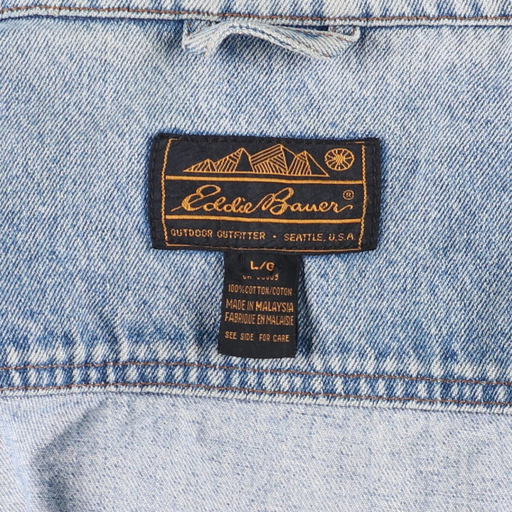 Vintage 80s-90'S Eddie Bauer denim jacket, made in Malaysia, women's size L cotton blue type Vintage Second Hand