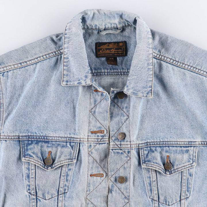 Vintage 80s-90'S Eddie Bauer denim jacket, made in Malaysia, women's size L cotton blue type Vintage Second Hand