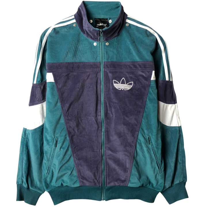 Vintage 90'S Adidas Velour Jersey Track Jacket with Back Logo, Men's Size Medium polyester green type Vintage Second Hand