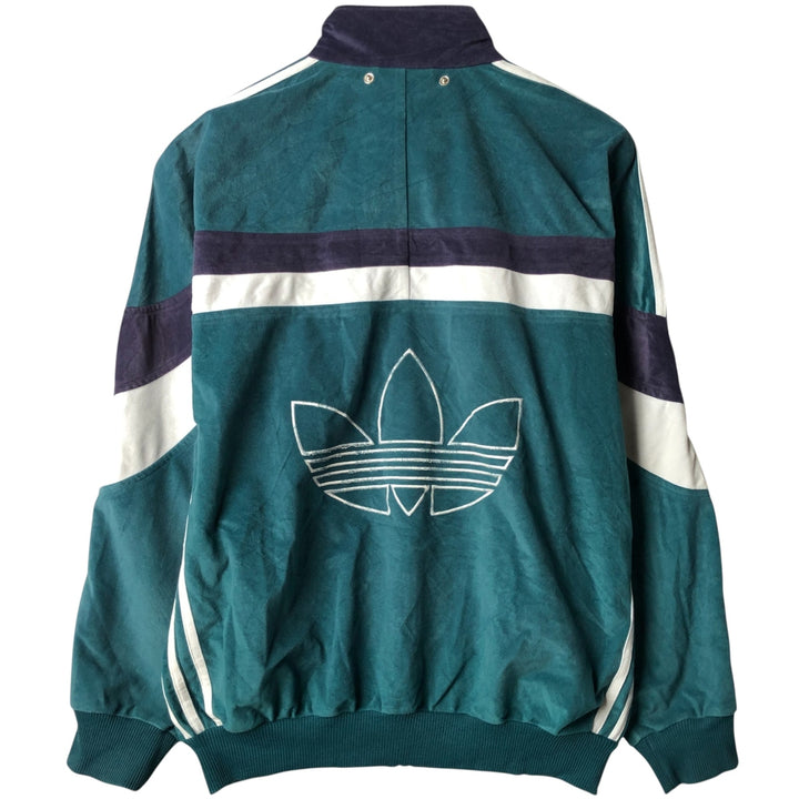 Vintage 90'S Adidas Velour Jersey Track Jacket with Back Logo, Men's Size Medium polyester green type Vintage Second Hand