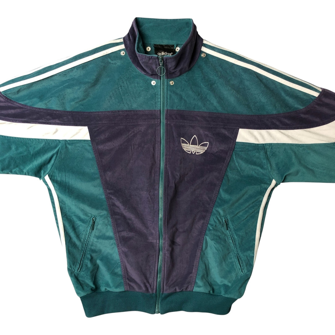 Vintage 90'S Adidas Velour Jersey Track Jacket with Back Logo, Men's Size Medium polyester green type Vintage Second Hand