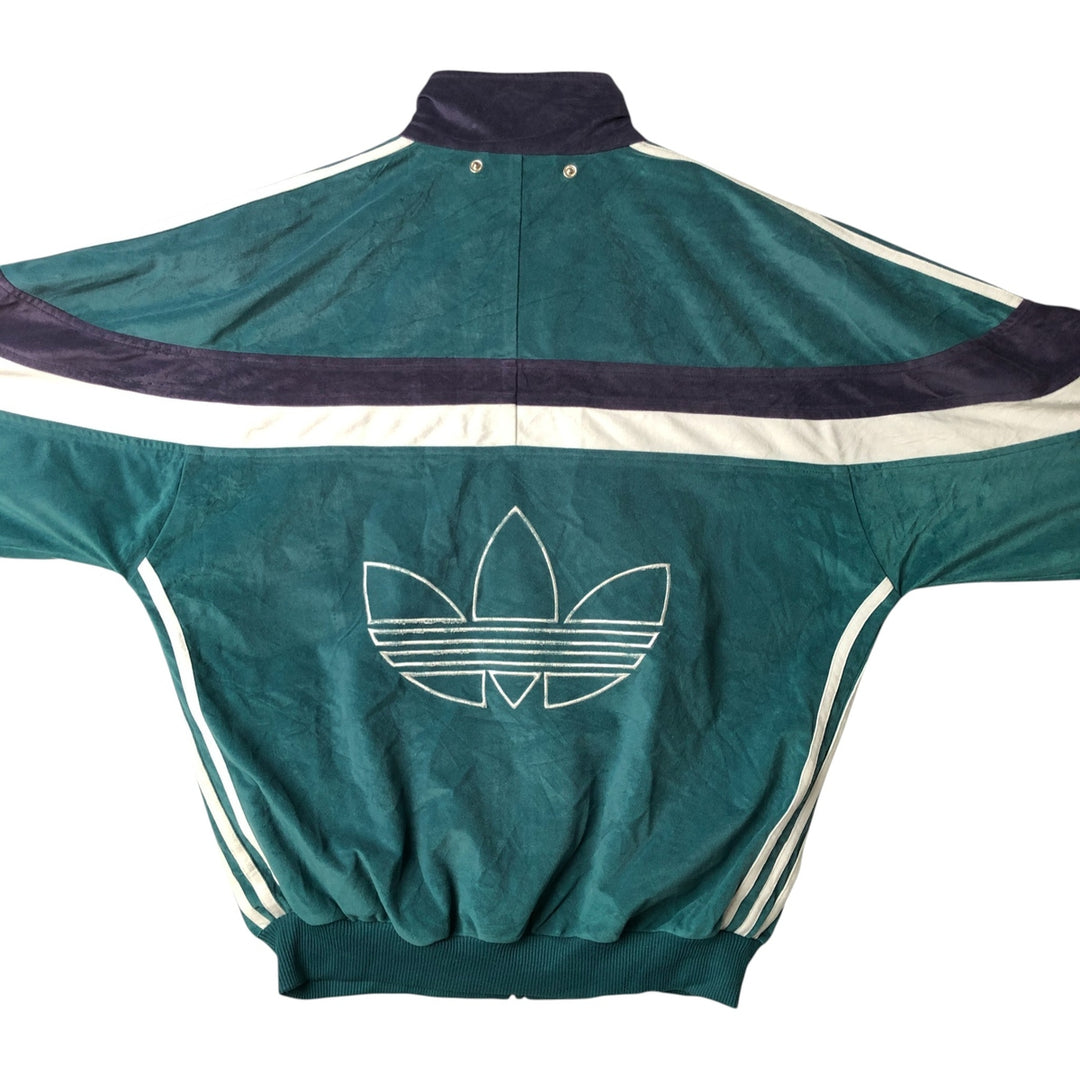 Vintage 90'S Adidas Velour Jersey Track Jacket with Back Logo, Men's Size Medium polyester green type Vintage Second Hand
