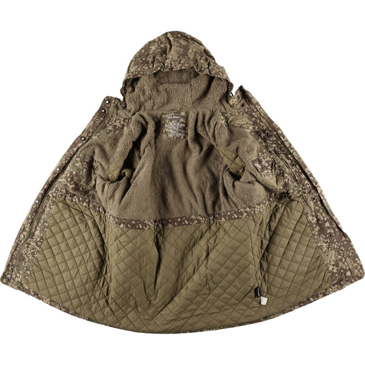 LLBean Camouflage Pattern Multicam Camo Padded Mountain Parka Shell Jacket, Women's Size L cotton Khaki type Vintage Second Hand