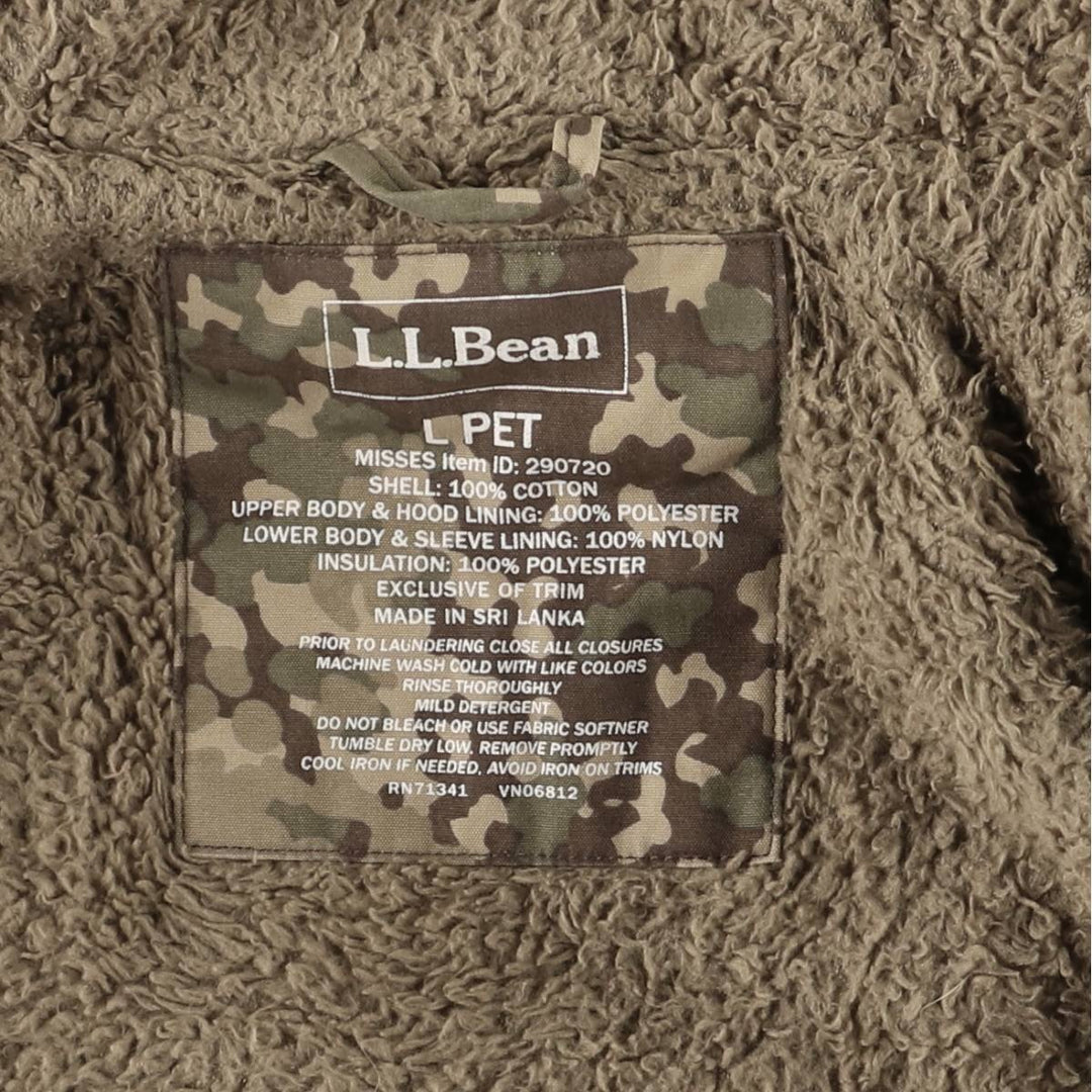 LLBean Camouflage Pattern Multicam Camo Padded Mountain Parka Shell Jacket, Women's Size L cotton Khaki type Vintage Second Hand