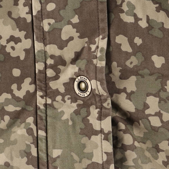 LLBean Camouflage Pattern Multicam Camo Padded Mountain Parka Shell Jacket, Women's Size L cotton Khaki type Vintage Second Hand