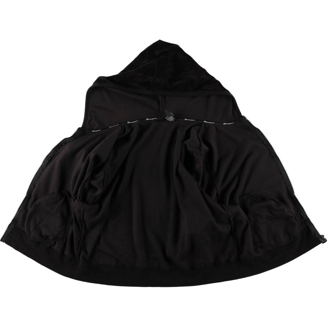 Champion Velour Parka Women's XL cotton black type Vintage Second Hand