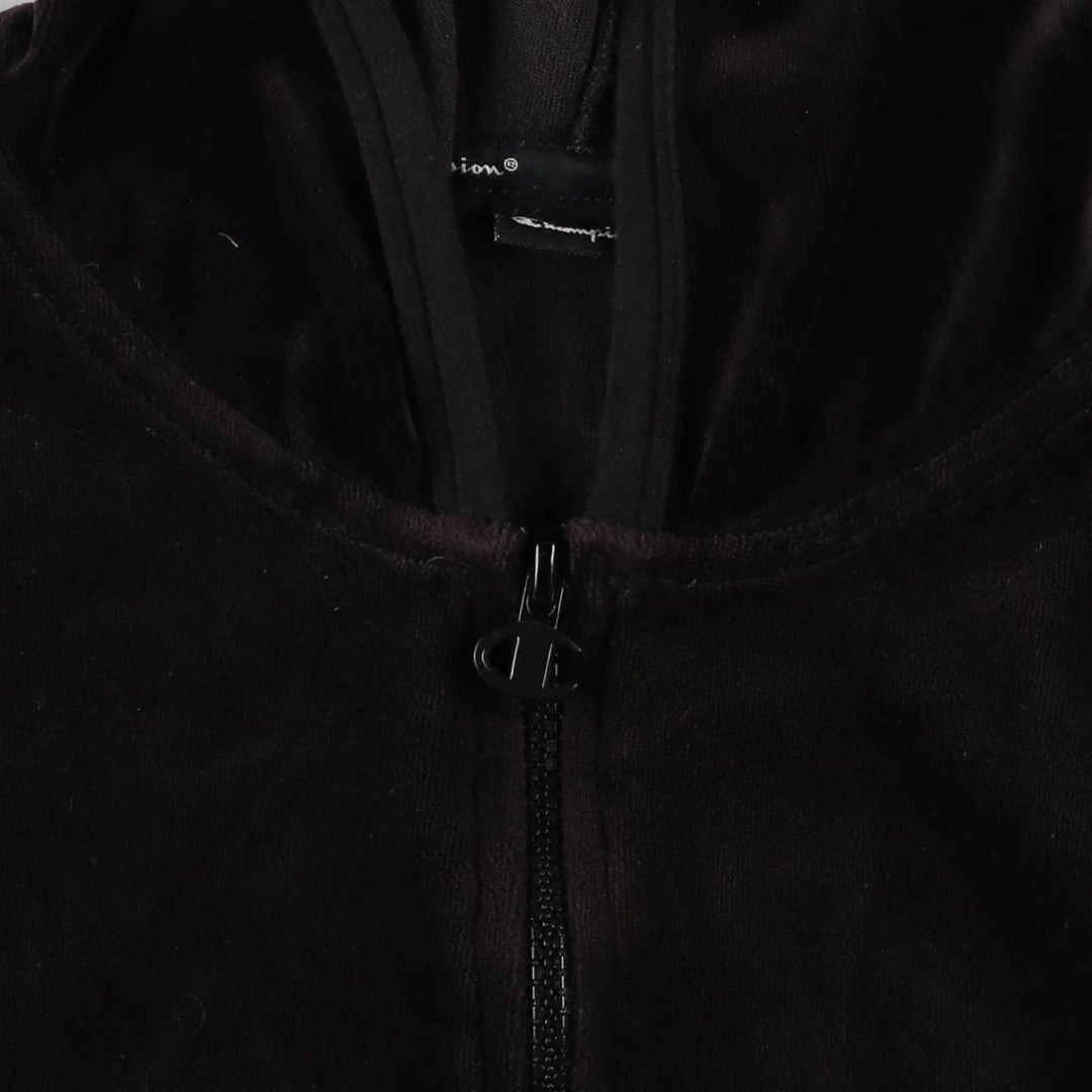 Champion Velour Parka Women's XL cotton black type Vintage Second Hand