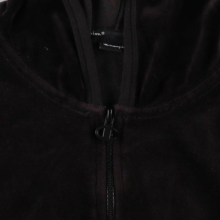 Champion Velour Parka Women's XL cotton black type Vintage Second Hand