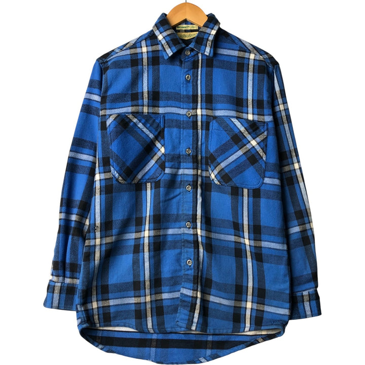 Vintage 1980s-1990'S St. John's Bay Big Mac Flannel long-sleeved flannel check shirt, size M, men's cotton blue type Vintage Second Hand