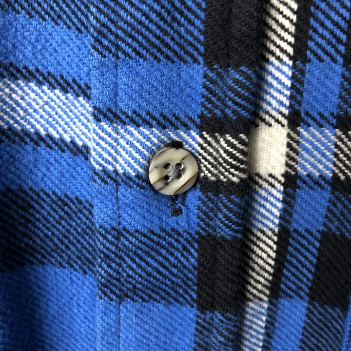 Vintage 1980s-1990'S St. John's Bay Big Mac Flannel long-sleeved flannel check shirt, size M, men's cotton blue type Vintage Second Hand