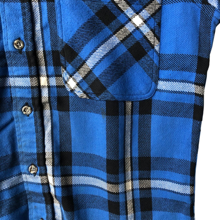 Vintage 1980s-1990'S St. John's Bay Big Mac Flannel long-sleeved flannel check shirt, size M, men's cotton blue type Vintage Second Hand