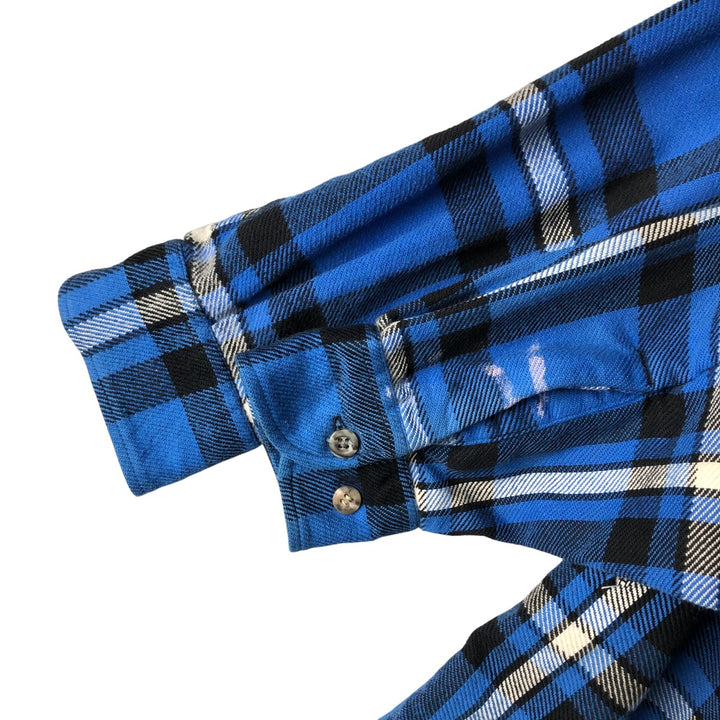 Vintage 1980s-1990'S St. John's Bay Big Mac Flannel long-sleeved flannel check shirt, size M, men's cotton blue type Vintage Second Hand
